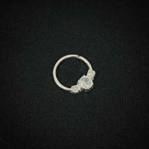 Piercing argola zircônia - Prata 925 - Bertaco Pratas