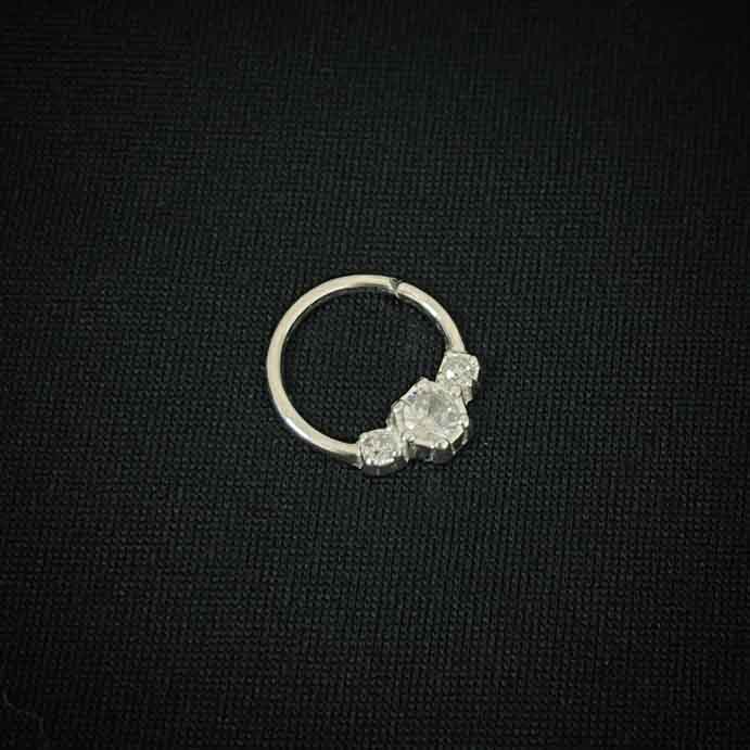 Piercing argola zircônia - Prata 925 - Bertaco Pratas