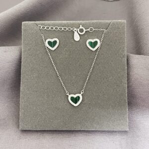 Conjunto Coração Malaquita Verde